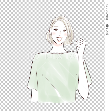 ガッツポーズするミドル女性 ガッツポーズするミドル女性 106233639