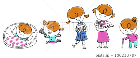 赤ちゃんからお年寄りまでの女性のイラスト 106233787