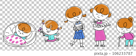 赤ちゃんからお年寄りまでの女性のイラスト 106233787