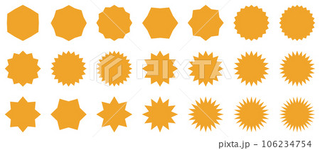 イラスト素材: トゲトゲセット　ジグザグ　サンバースト　スターバースト　見出し　タイトル　 106234754