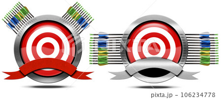Archery Symbols with Target and Arrows Isolated on White Background 106234778