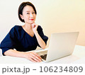 パソコンの前で考える女性 106234809