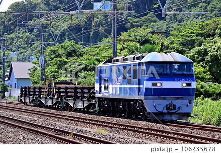 東海道本線　二宮ー大磯　JR貨物　EF210-120（新鶴見）＋日鐵チキ 106235678