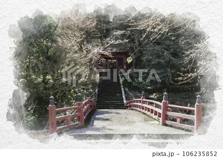 水彩画風 若桜宿 若桜神社 参道 鳥取県八頭郡若桜町 水彩画風 若桜宿 若桜神社 参道 鳥取県八頭郡若桜町 106235852