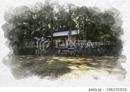 水彩画風 若桜宿 若桜神社 社殿 鳥取県八頭郡若桜町 水彩画風 若桜宿 若桜神社 社殿 鳥取県八頭郡若桜町 106235858