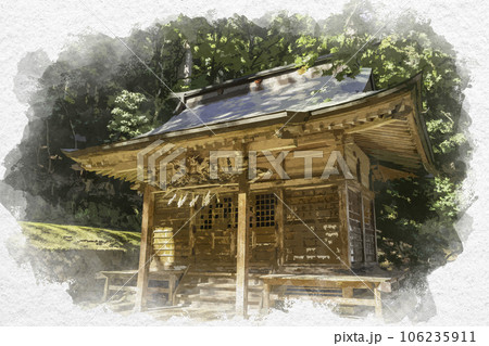 水彩画風 若桜宿 若桜神社 神楽殿 鳥取県八頭郡若桜町 水彩画風 若桜宿 若桜神社 神楽殿 鳥取県八頭郡若桜町 106235911