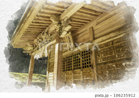 水彩画風 若桜宿 若桜神社 神楽殿 鳥取県八頭郡若桜町 水彩画風 若桜宿 若桜神社 神楽殿 鳥取県八頭郡若桜町 106235912