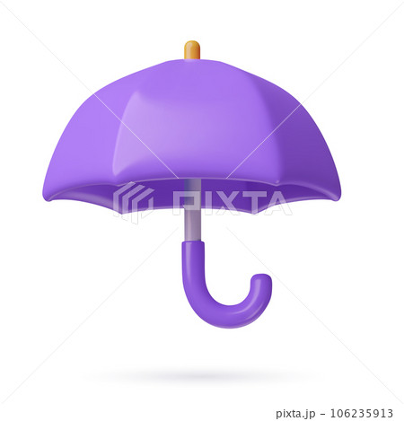 3d violet umbrella protection safety icon. Cute glossy plastic three dimensional vector object. 3d violet umbrella protection safety icon. Cute glossy plastic three dimensional vector object. 106235913