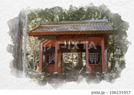 水彩画風 若桜宿 若桜神社 随身門 鳥取県八頭郡若桜町 水彩画風 若桜宿 若桜神社 随身門 鳥取県八頭郡若桜町 106235957