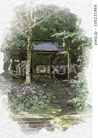 水彩画風　若桜宿　若桜神社　摂末社　鳥取県八頭郡若桜町 106235969