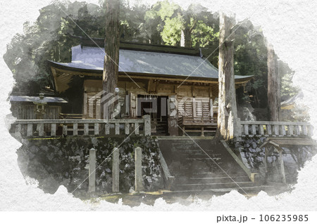 水彩画風 若桜宿 若桜神社 拝殿 鳥取県八頭郡若桜町 水彩画風 若桜宿 若桜神社 拝殿 鳥取県八頭郡若桜町 106235985