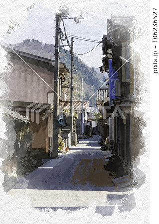 水彩画風 若桜宿 蔵通り 鳥取県八頭郡若桜町 水彩画風 若桜宿 蔵通り 鳥取県八頭郡若桜町 106236527