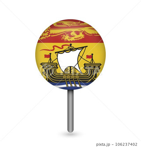 Map pointer with province New Brunswick. Vector illustration. 106237402