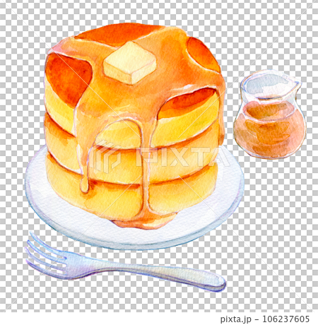 Hot cake set watercolor illustration Hot cake set watercolor illustration 106237605