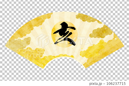 野豬性格折扇，日式圖案背景日式雲海素材 106237715