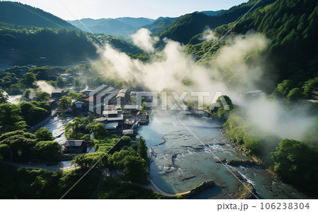 日本の田舎の温泉街の風景 日本の田舎の温泉街の風景 106238304
