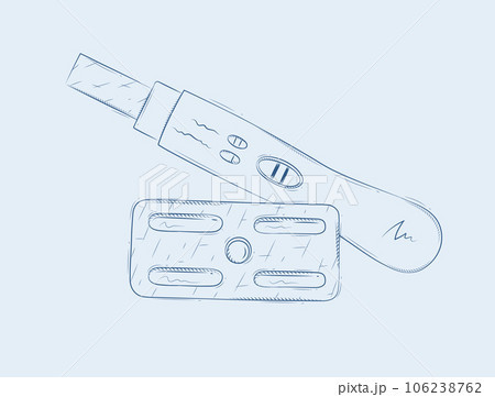 Composition of pregnancy or ovulation test and birth control pill blue 106238762