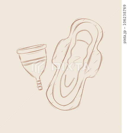 Composition of menstrual cup and women sanitary pad beige Composition of menstrual cup and women sanitary pad beige 106238769