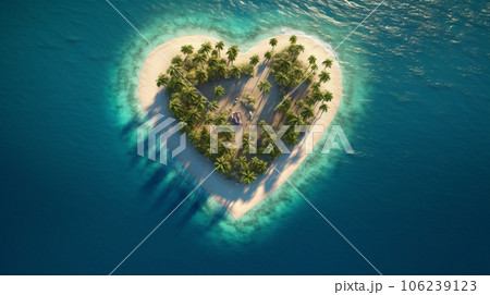 Island heart. Created with generative Ai technology. 106239123