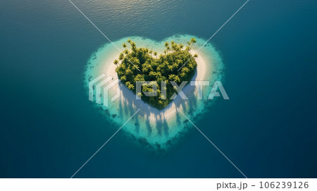 Island heart. Created with generative Ai technology. 106239126