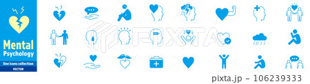 Psychology and Mental line icons collection Vector 106239333
