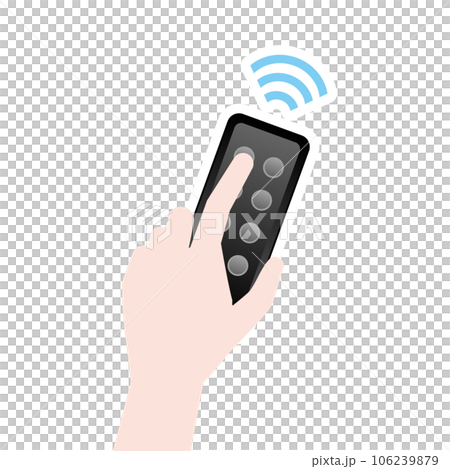 簡單插畫_黑色條形音箱遙控器、手、操作 106239879