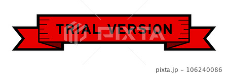 Ribbon label banner with word trial version in red color on white background Ribbon label banner with word trial version in red color on white background 106240086
