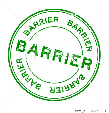 Grunge green barrier word round rubber seal stamp on white background Grunge green barrier word round rubber seal stamp on white background 106240091