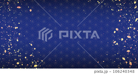 青色に金色風の麻の葉文様のイラスト素材 青色に金色風の麻の葉文様のイラスト素材 106240348