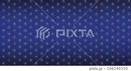 青色に金色風の麻の葉文様のイラスト素材 青色に金色風の麻の葉文様のイラスト素材 106240350
