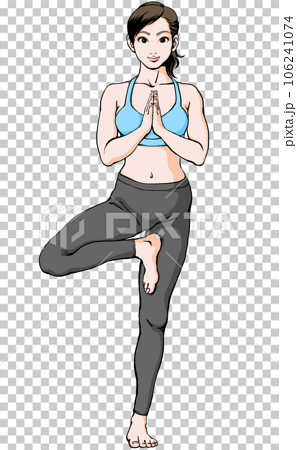 Premium Vector  Young slim woman doing yoga exercise. vrikshasana
