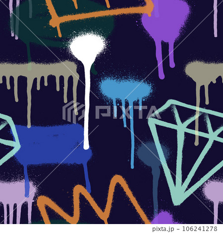 Graffiti spray paint seamless pattern. Vector illustration. 106241278