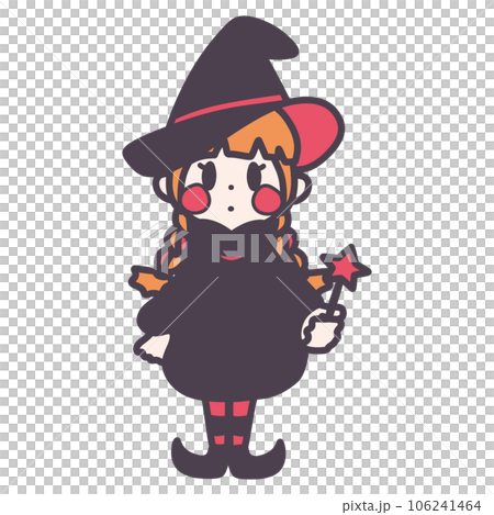 かわいい魔法使いの女の子のカラーイラスト 106241464
