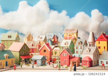 ミニチュア模型で作られた家・町のイメージ 106241524