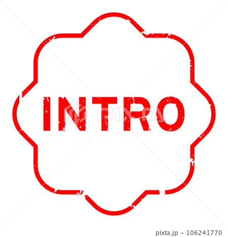 Grunge red intro word round seal stamp on white background 106241770