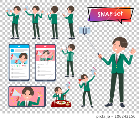 A set of blazer male students shooting with a smartphone 106242150