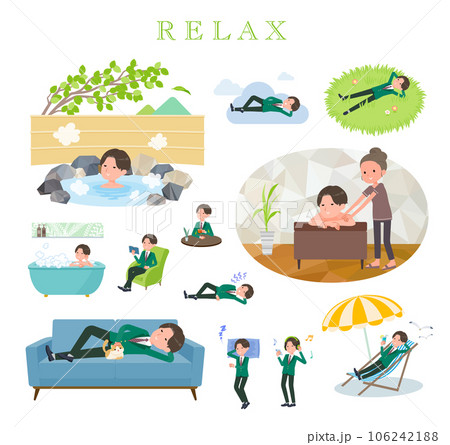 リラックスに関するブレザー男子学生のセット 106242188