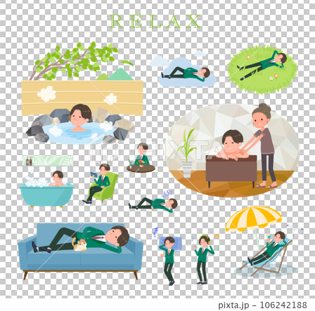 リラックスに関するブレザー男子学生のセット 106242188