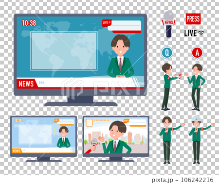 A set of blazer male students appearing on a news program 106242216