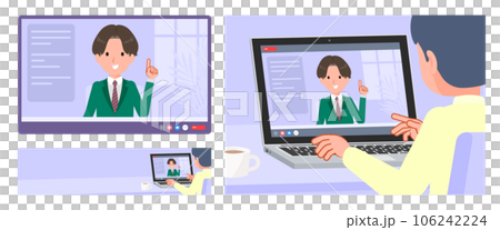 Set of blazer schoolboys having video chat 106242224