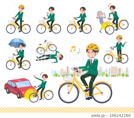 シティサイクルに乗ったブレザー男子学生のセット シティサイクルに乗ったブレザー男子学生のセット 106242260