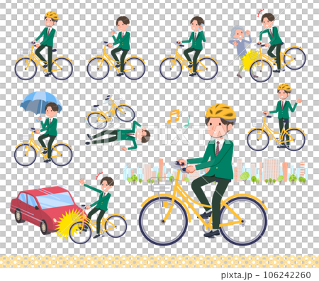 シティサイクルに乗ったブレザー男子学生のセット シティサイクルに乗ったブレザー男子学生のセット 106242260