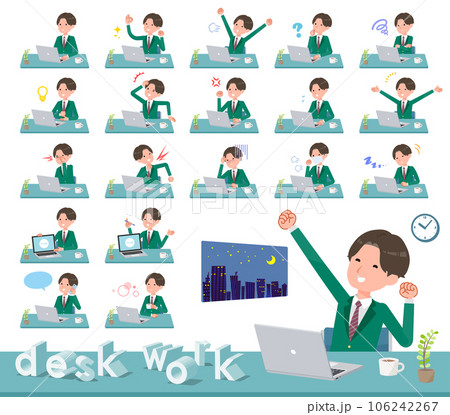 デスクワークに関するブレザー男子学生のセット 106242267