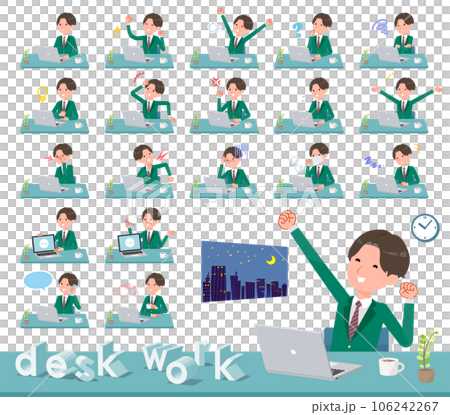デスクワークに関するブレザー男子学生のセット 106242267