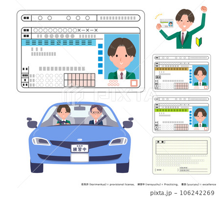 運転免許証を取得するブレザー男子学生のセット 運転免許証を取得するブレザー男子学生のセット 106242269