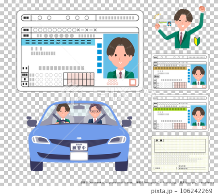 運転免許証を取得するブレザー男子学生のセット 運転免許証を取得するブレザー男子学生のセット 106242269