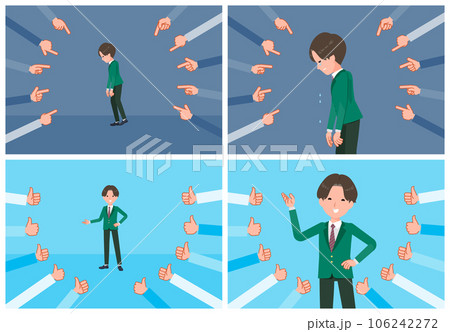 評価をうけるブレザー男子学生のセット 106242272