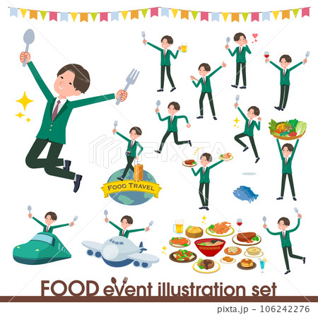 食のイベントに関するブレザー男子学生のセット 106242276
