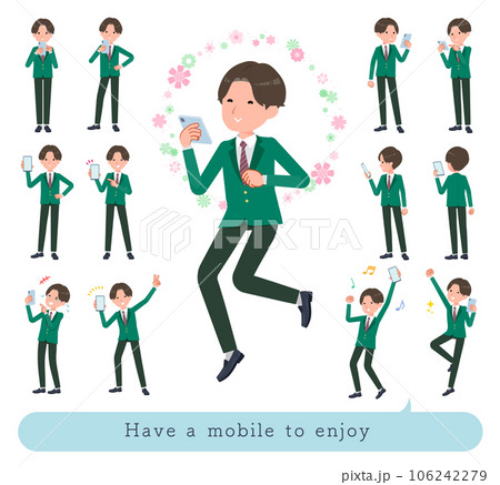 スマホを使って楽しむブレザー男子学生のセット スマホを使って楽しむブレザー男子学生のセット 106242279
