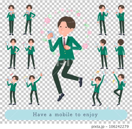 A set of blazer male students who enjoy using smartphones 106242279